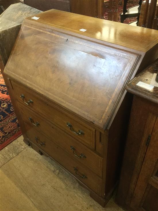 Edwardian banded mahogany bureau